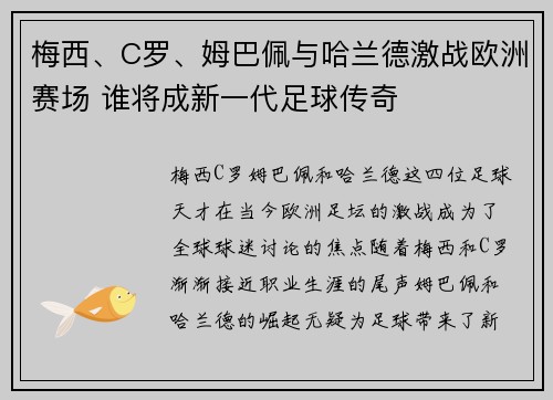 梅西、C罗、姆巴佩与哈兰德激战欧洲赛场 谁将成新一代足球传奇